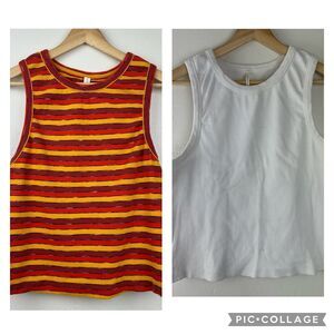 Anthropologie Ripped Sleeveless Tank‎ Tops Lot of 2 Rainbow White Size X-Large